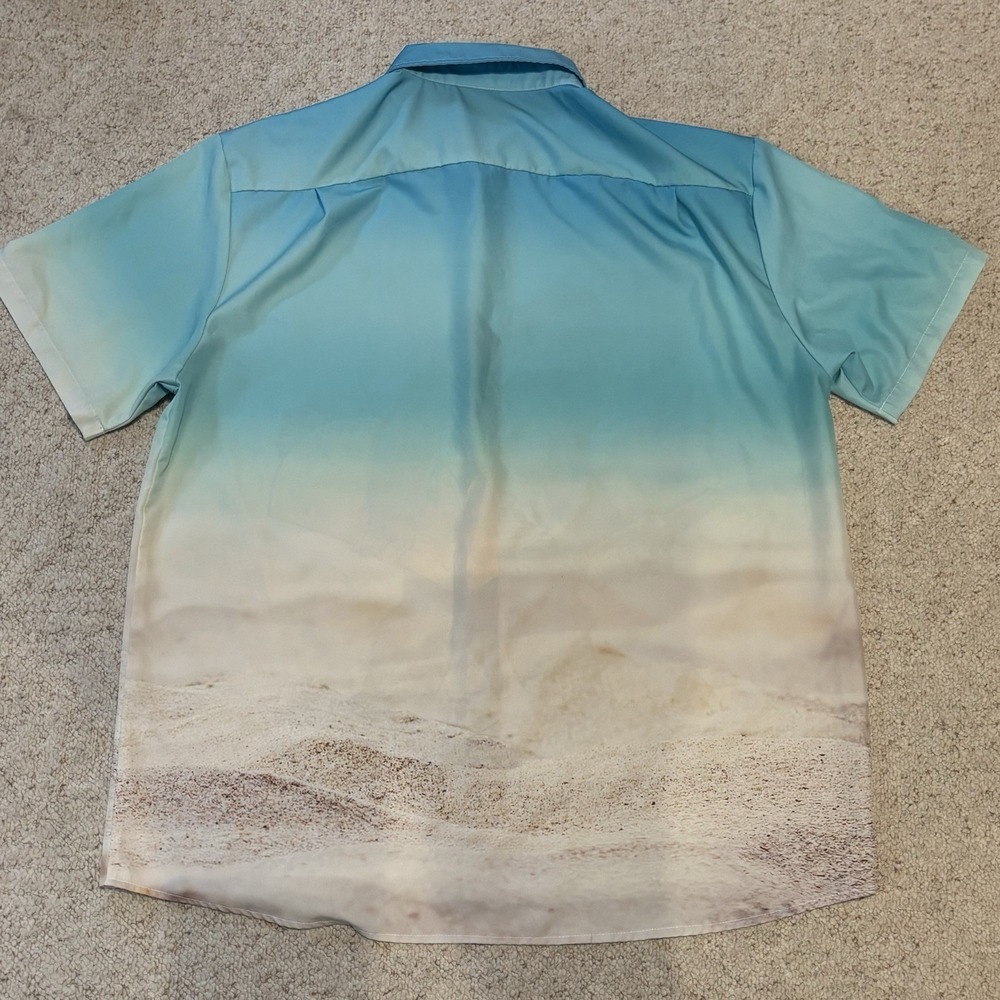 HARDADDY Men's Lg Shirt BigFoot w Taco & Beer at Beach Button Down Short Sleeve - Picture 3 of 7